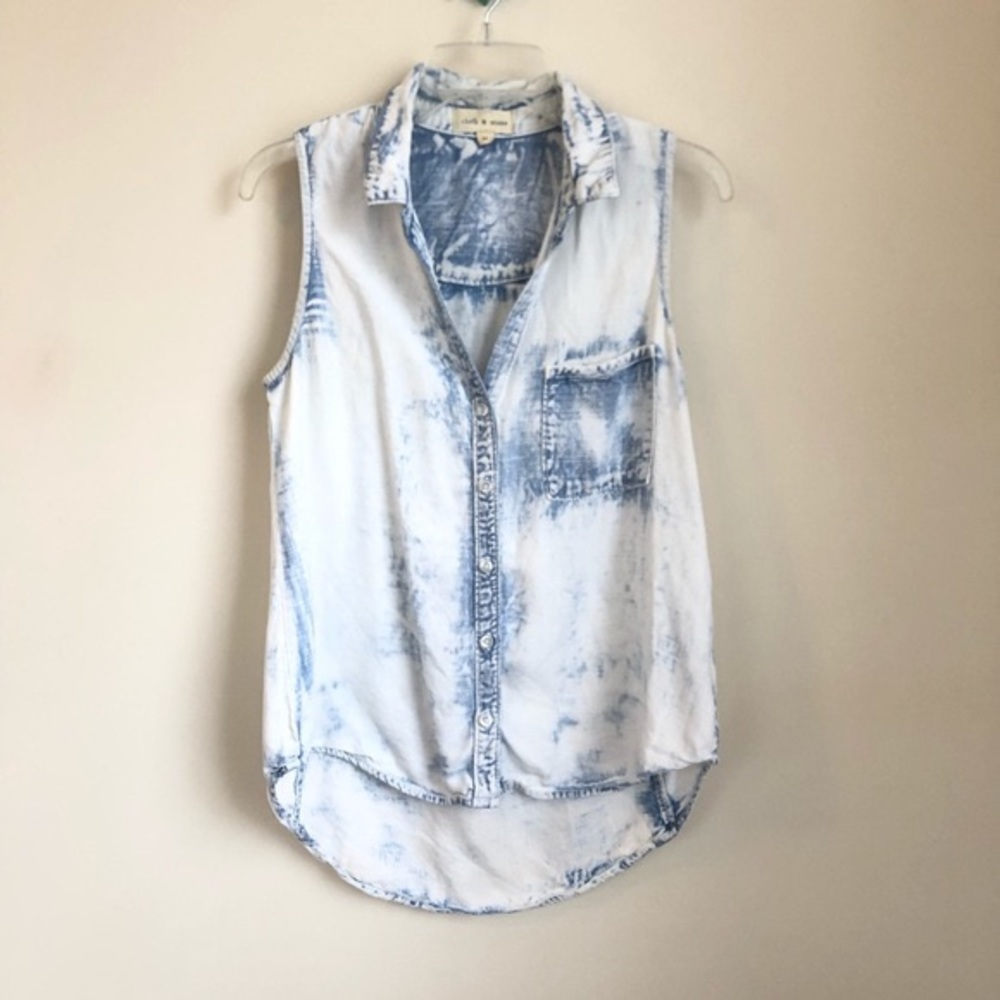 Anthropologie Button Up Acid Washed Tank Top